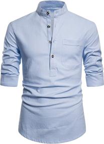 img 4 attached to 👕 Stylish and Comfortable SIR7 Sleeve Henley Shirts: Relaxed Fit Men's Clothing