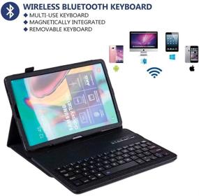 img 1 attached to 🔌 Black Magnetically Detachable Keyboard Case for Samsung Galaxy Tab A 10.1 2019 (T510 T515) - Slim Leather Shell Cover with Lightweight Wireless BT Keyboard - SM-T510 SM-T515 10.1 Inch