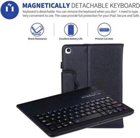 img 2 attached to 🔌 Black Magnetically Detachable Keyboard Case for Samsung Galaxy Tab A 10.1 2019 (T510 T515) - Slim Leather Shell Cover with Lightweight Wireless BT Keyboard - SM-T510 SM-T515 10.1 Inch