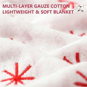 img 3 attached to ❄️ Cozy All-Season Red Snowflakes Christmas Throw Blanket – 100% Cotton, Warm & Soft Pre-Washed Breathable Blankets for Couch, Bed, and Adults – 52×70 Inches