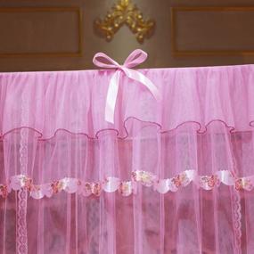 img 2 attached to 🌸 Mengersi Flowers 4 Corner Canopy Bed Curtains: Perfect Pink Bed Canopy for Queen-sized Beds - Delightful Décor for Girls, Kids, and Toddlers