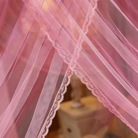 img 1 attached to 🌸 Mengersi Flowers 4 Corner Canopy Bed Curtains: Perfect Pink Bed Canopy for Queen-sized Beds - Delightful Décor for Girls, Kids, and Toddlers