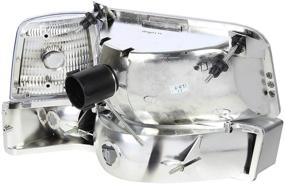 img 1 attached to Chrome Housing Headlights Replacement - DNA Motoring HL-OH-F15092-6P-CH-CL1 for 1992-1996 Bronco F150 F250 F350