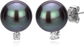 img 2 attached to 📿 Black Freshwater Cultured Pearl Pendant Necklace & 14K Gold Stud Earrings Set - La Regis Jewelry (Pearl Sizes: Choice Available)