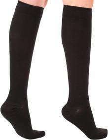 img 2 attached to 🧦 Absolute Support Opaque Circulating Compression Socks - Made in USA - 30-40mmHg Knee High Support Stockings for Women & Men - Closed Toe for Nursing, Travel, Flight & Work - Black, Large