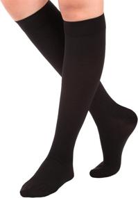 img 4 attached to 🧦 Absolute Support Opaque Circulating Compression Socks - Made in USA - 30-40mmHg Knee High Support Stockings for Women & Men - Closed Toe for Nursing, Travel, Flight & Work - Black, Large