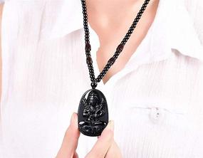 img 3 attached to Authentic 100% Pure Obsidian Zodiac Bodhisattva Pendant Necklace - Natural Amulet Talisman