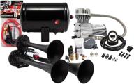 🚗 powerful kleinn air horns hk3-1 triple air horn package in sleek black finish: complete your vehicle's presence! logo