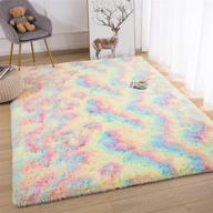 vasofe rainbow rug: colorful fluffy rugs for girls' room & baby nursery - shaggy carpet 3' x 5' area rug logo