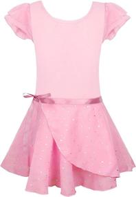 img 4 attached to 🩰 Ballet Leotards with Removable Skirt: Girls' Tie Ruffle Sleeve Combo - Find the Perfect Dancewear