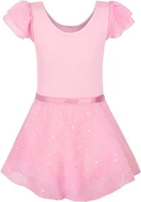 img 3 attached to 🩰 Ballet Leotards with Removable Skirt: Girls' Tie Ruffle Sleeve Combo - Find the Perfect Dancewear