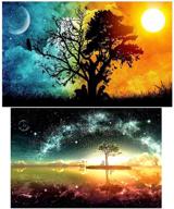 🌟 insany 2 pack diy 5d diamond painting kit - starry sky & sun/moon - full diamond embroidery rhinestone cross stitch arts craft supply for home decoration - sizes: 14x18inch/35x45cm & 12x16inch/30x40cm logo