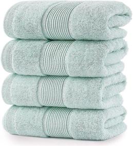 img 4 attached to 🧼 Roiboty Cotton Hand Towels, 4 Pack - Highly Absorbent and Super Soft Face Towels for Hotel, Gym, Kitchen, Spa, Bath, Salon - Luxury and Quality Washcloth (Light Blue, 14 x 28 Inch)