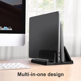 img 3 attached to Adjustable Dual Slot Docking Station for Space Saving Books - Sleek Black Design