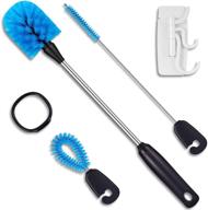 🧼 stainless steel water bottle cleaning brush set - 3-in-1 long handle scrubbing brush designed for narrow neck bottles, sport bottles, baby bottles, coffee mugs, tumblers, and flasks logo