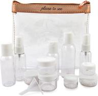 💼 miamica women's tsa compliant travel bottles and toiletry bag kit: 15-piece clear/rose gold set logo