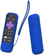 sikai silicone case cover for roku voice remote rcal7r shockproof protective skin for sharp roku tv voice remote with power and mute button kids-friendly anti-lost with remote loop (blue) logo