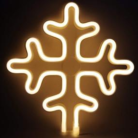 img 4 attached to Snowflake Shaped Neon Signs: Warm White LED Lights for Wall Decor, Christmas, Party, and more!