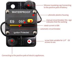 img 3 attached to ⚡️ High-Performance 60 Amp Circuit Breaker for Trolling Motors: Manual Reset Trip Switch, Perfect for Camper, Trailer, Solar Setup, Automotive, RV, Boat, Truck, and Motorhome (12V-72V)