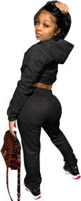 img 2 attached to 🔥 Akmipoem Women's 2 Piece Sweatsuits: Sexy Crop Hoodie with Bodycon Pants Sets for Tracksuits Outfits, featuring Long Sleeves