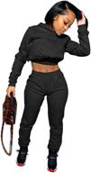 🔥 akmipoem women's 2 piece sweatsuits: sexy crop hoodie with bodycon pants sets for tracksuits outfits, featuring long sleeves логотип