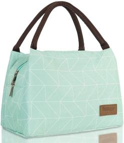 img 4 attached to 🥪 Buringer Reusable Insulated Lunch Bag Cooler Tote: Geometry Green for Men & Women - Ideal for Work, Picnic, or Travel!