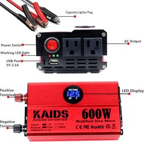 img 3 attached to 💡 KAIDS 600W Car Inverter: Full Power Laptop Charger with USB Ports, Switch, and LED Screen