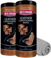 🧴 weiman leather cleaner wipes - 2 pack with microfiber cloth - clean, condition, and protect leather furniture, car interior, and shoes from cracking or fading with uv protection logo