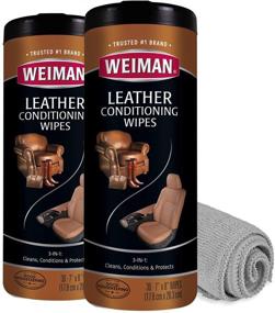 img 4 attached to 🧴 Weiman Leather Cleaner Wipes - 2 Pack with Microfiber Cloth - Clean, Condition, and Protect Leather Furniture, Car Interior, and Shoes from Cracking or Fading with UV Protection
