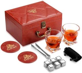 img 4 attached to Premium Whiskey Gift Set for Men - Leather Box, 6 Stones, 10 OZ Glass - Perfect for Birthday, Anniversary, Retirement or Christmas