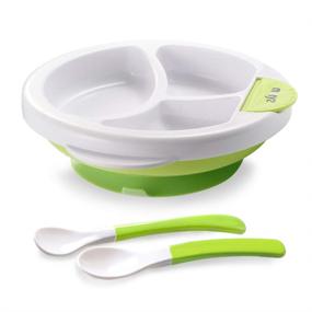 img 4 attached to 🍽️ Matyz Baby Feeding Suction Warm Plate with Draining and Drying Design: Stay Put Divided Plate for Kids - Green