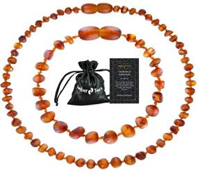 img 4 attached to 🌾 Authentic RAW Baltic Amber Necklace & Bracelet Set - Unisex Natural Amber from the Baltic Region (13" Necklace and 5.5" Bracelet)
