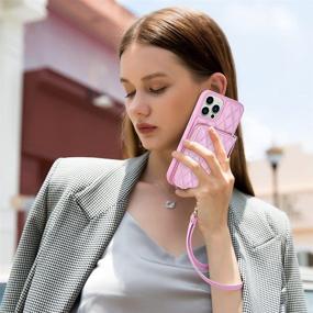 img 2 attached to 💼 Stylish Crossbody Card Holder Case: LAMEEKU Wallet Case for iPhone 12 Pro Max 6.7" - Pink