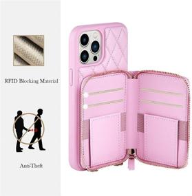 img 1 attached to 💼 Stylish Crossbody Card Holder Case: LAMEEKU Wallet Case for iPhone 12 Pro Max 6.7" - Pink