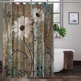 img 2 attached to 🌸 Set of 4 Rustic Flower Shower Curtain with Non-Slip Rug, Toilet Lid Cover, U Shape Mat - Farmhouse Waterproof Fabric Shower Curtains with 12 Hooks and Rug Mat Set for Bathroom, 71''L