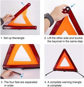 img 1 attached to XOOL Triple Warning Triangle Kit: Reliable Safety Reflectors for Roadside Emergencies, 3-Pack