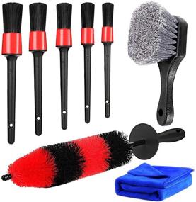 img 1 attached to 🚗 Efficient HMPLL 8pcs Car Wheel Brush Set for Scratch-Free Tire and Rim Cleaning – Complete Car Detailing Kit with Long Soft Wheel Brush, Tire Brush, 5 Detail Brushes, Car Towel