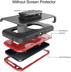 img 1 attached to Rugged Hybrid Protective Case for Samsung Galaxy S7 Edge - BENTOBEN Heavy-Duty Shockproof Full Body Cover with Kickstand, Belt Clip Holster - Black/Red