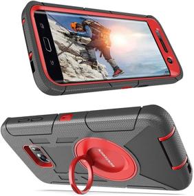 img 3 attached to Rugged Hybrid Protective Case for Samsung Galaxy S7 Edge - BENTOBEN Heavy-Duty Shockproof Full Body Cover with Kickstand, Belt Clip Holster - Black/Red