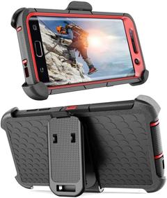 img 2 attached to Rugged Hybrid Protective Case for Samsung Galaxy S7 Edge - BENTOBEN Heavy-Duty Shockproof Full Body Cover with Kickstand, Belt Clip Holster - Black/Red