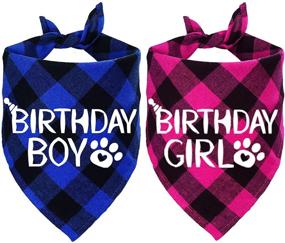 img 4 attached to 🐾 2 Pack Dog Birthday Bandana - Plaid Triangle Scarf for Dog Birthday Boy/Girl - Party Supplies for Dog/Puppy Birthday