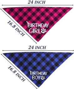 img 1 attached to 🐾 2 Pack Dog Birthday Bandana - Plaid Triangle Scarf for Dog Birthday Boy/Girl - Party Supplies for Dog/Puppy Birthday