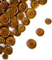 🪡 premium wood buttons for sewing craft: 60 pcs 3 sizes wooden buttons (15mm, 20mm, 25mm) brown color, round 4 holes logo