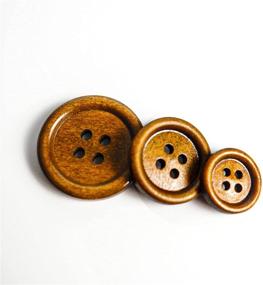 img 1 attached to 🪡 Premium Wood Buttons for Sewing Craft: 60 Pcs 3 Sizes Wooden Buttons (15mm, 20mm, 25mm) Brown Color, Round 4 Holes