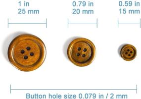 img 3 attached to 🪡 Premium Wood Buttons for Sewing Craft: 60 Pcs 3 Sizes Wooden Buttons (15mm, 20mm, 25mm) Brown Color, Round 4 Holes