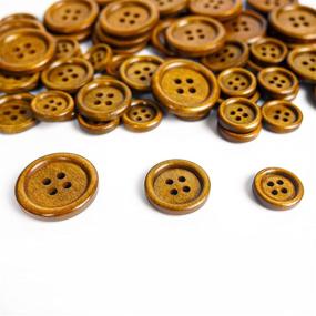 img 2 attached to 🪡 Premium Wood Buttons for Sewing Craft: 60 Pcs 3 Sizes Wooden Buttons (15mm, 20mm, 25mm) Brown Color, Round 4 Holes