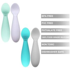 img 2 attached to 🐼 Non-Toxic PandaEar Baby Infant Spoons: Set of 4, Soft Silicone, Easy to Grip Utensils for Independent Feeding