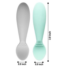 img 3 attached to 🐼 Non-Toxic PandaEar Baby Infant Spoons: Set of 4, Soft Silicone, Easy to Grip Utensils for Independent Feeding