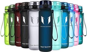 img 4 attached to 🚰 Super Sparrow Sports Water Bottle - 12oz, 17oz, 25oz, 32oz, 50oz - Non-Toxic BPA Free, Eco-Friendly Tritan Co-Polyester Plastic - Fast Water Flow, Flip Top, One-Click Open