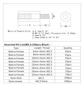 img 3 attached to 🔩 HVAZI 320pcs M2.5 Nylon Hex Spacer Standoffs Screws Nuts Assortment Kit; Black Male-Female
